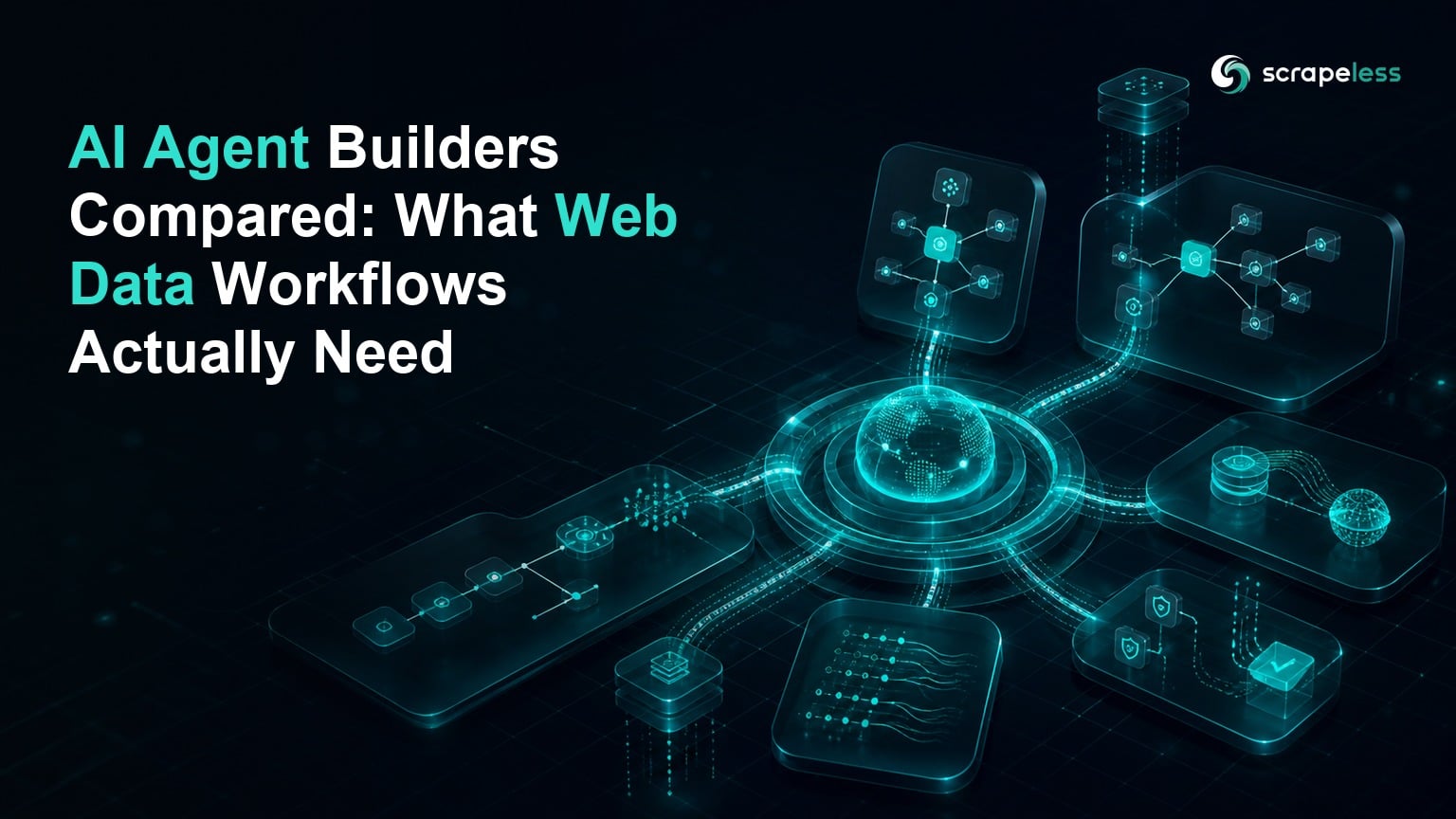 AI agent workflow modules connected to a governed web data hub